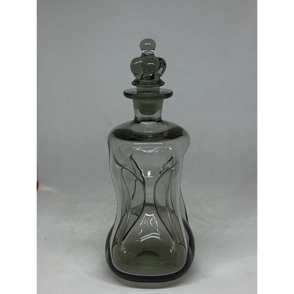 Danish Vintage Holmegaard Smokey Gray Gradient Glass Decanter With Crown Stopper - Picture 1 of 9